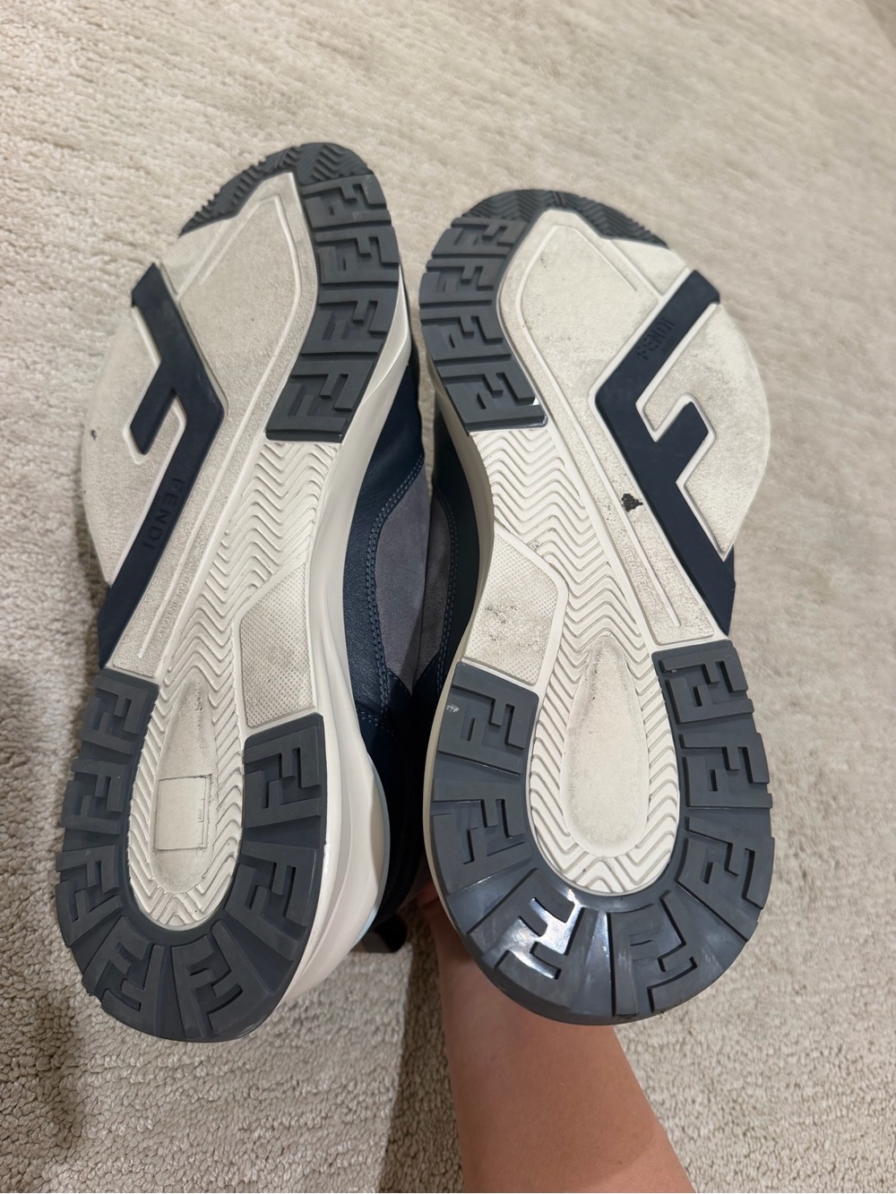 Fendi Flow Tonal Colorblocked Low-Top Sneakers in Blue/Grey Size 11 - Picture 11 of 12